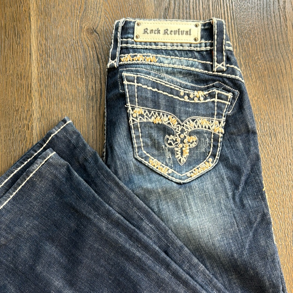 ROCK REVIVAL (BUCKLE)™️ Women's Size 28x32 'AMY RHINESTONE ' Bootcut Jeans